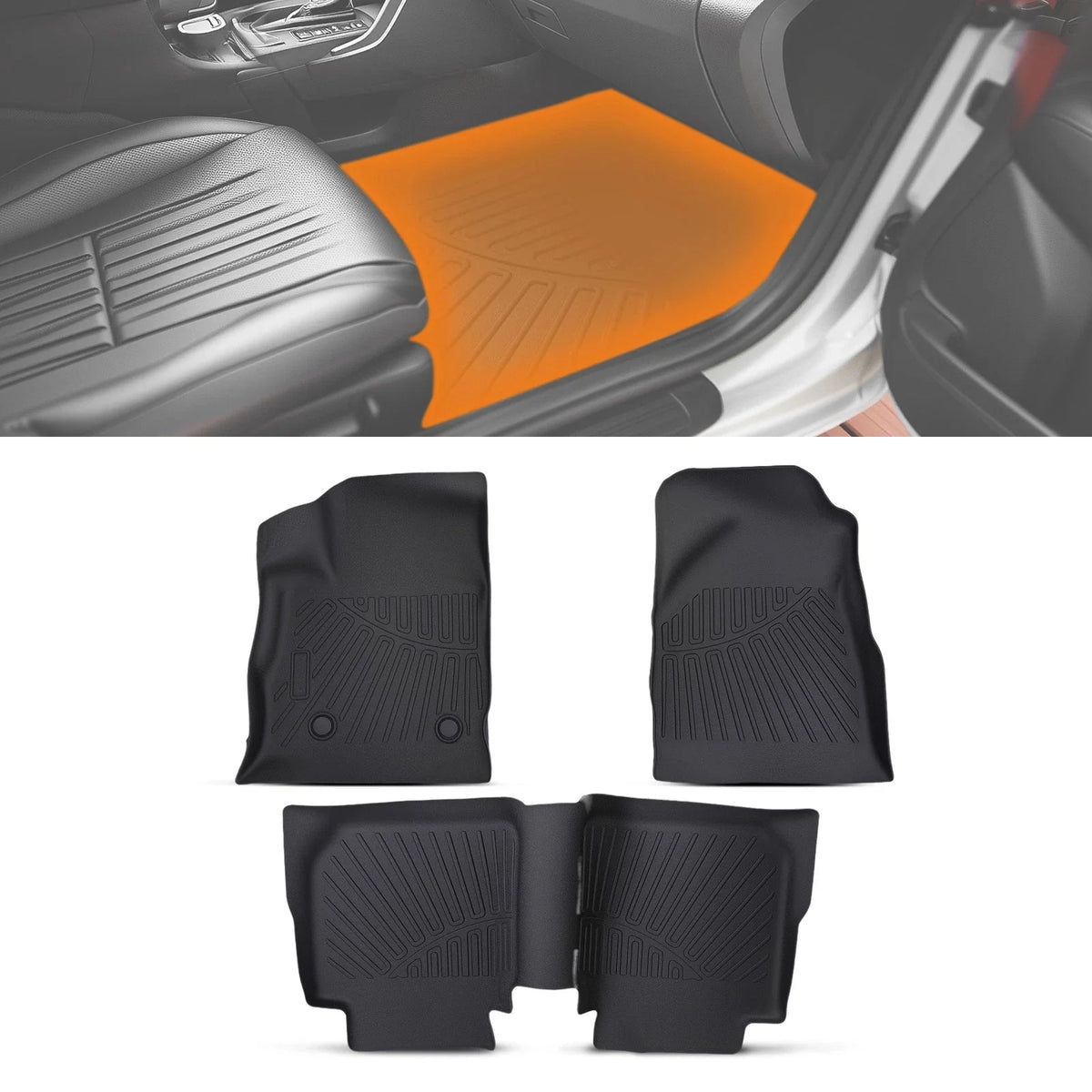 Set of 4 Black TPE All Weather Floor Mats for Cadillac XT5 (2017-2025)