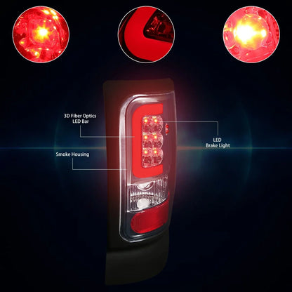 3D LED C-Bar Tail Light Smoked for 1994–2002 Dodge Ram Pickup
