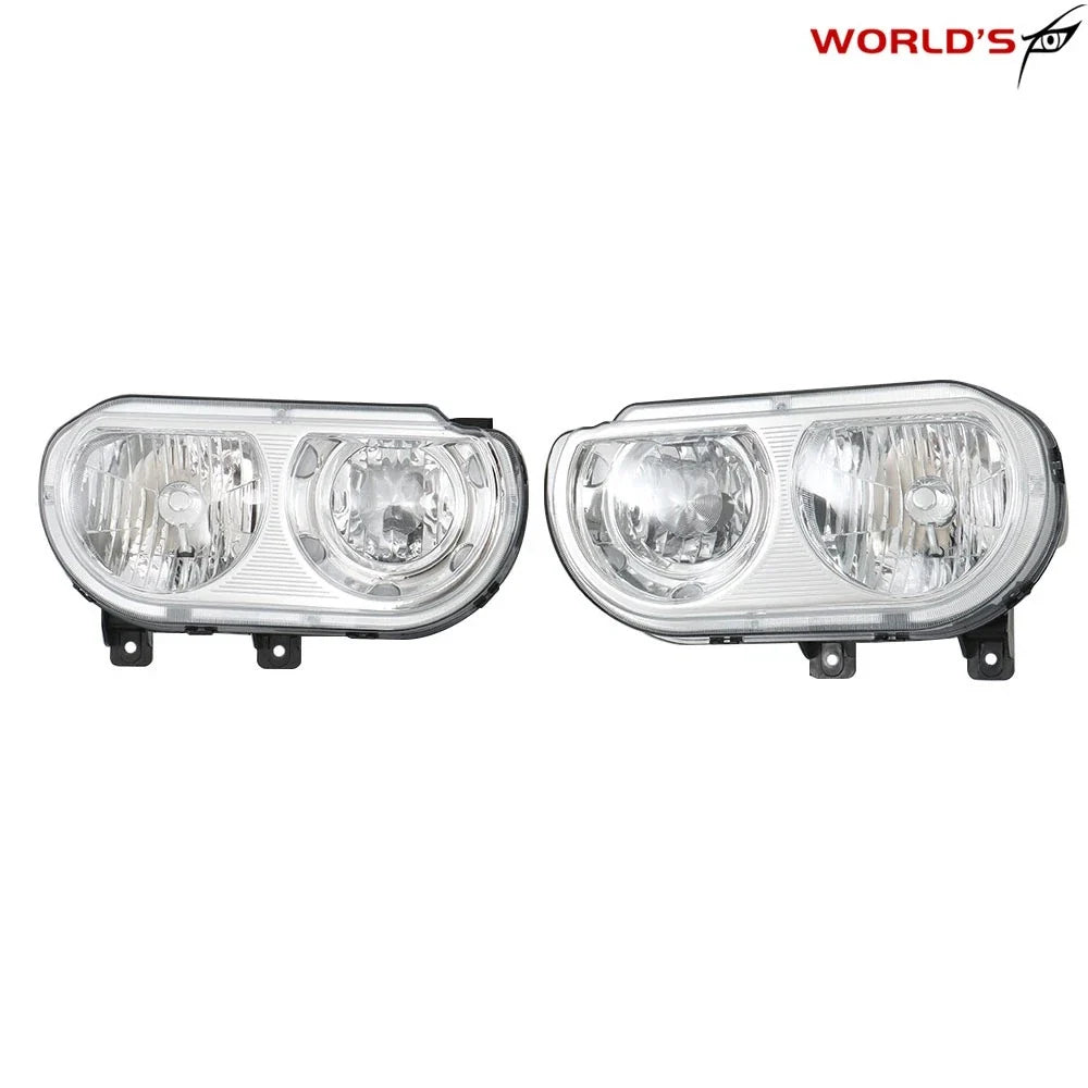 Pair of Halogen Headlights for Dodge Challenger (2008–2014) Chrome Housing