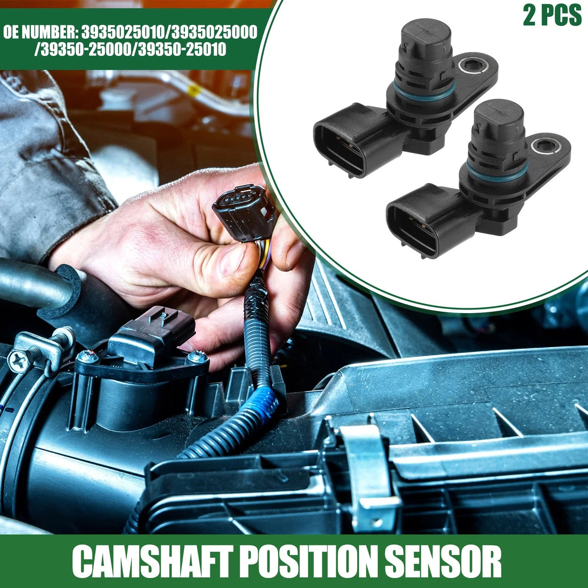 2X Engine Camshaft Position Sensor for Hyundai Santa Fe (2010–2014) No. 39350-25010