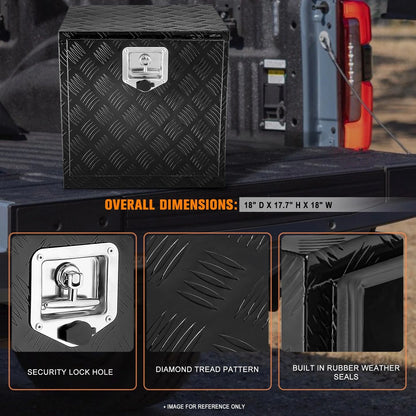 Truck Aluminum Tool Box with Over-Hanging Lip (18"x17.7"x18")
