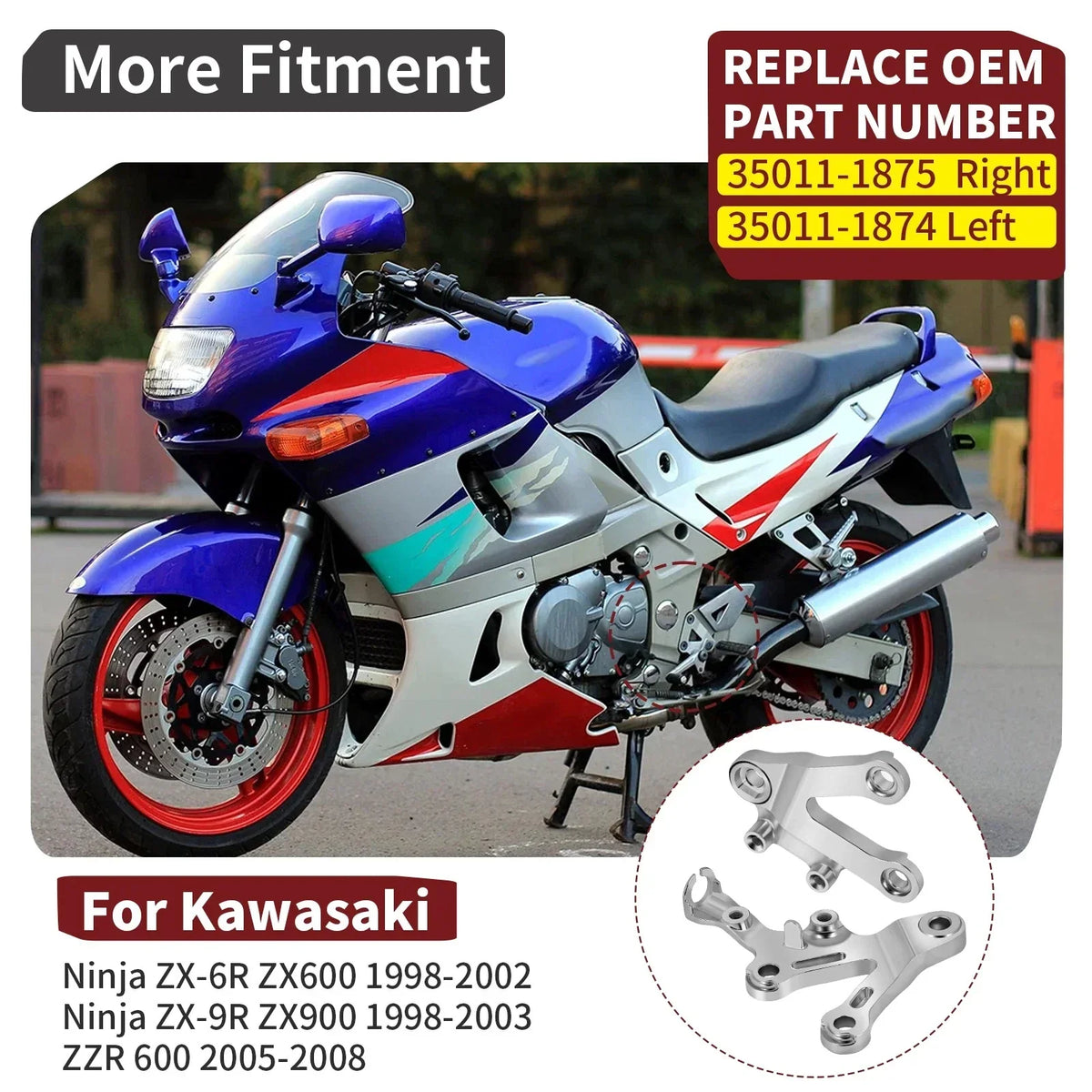 Front Step Stay Set (RH & LH) for Kawasaki ZX-6R 1998-2002