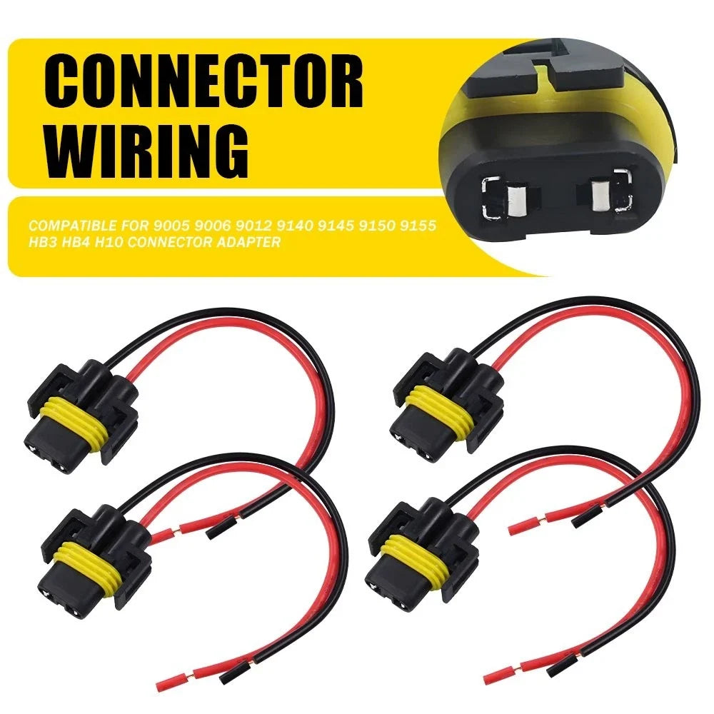 4X Headlight Wiring Harness Socket 9006 9005 for EV (2010–2020)