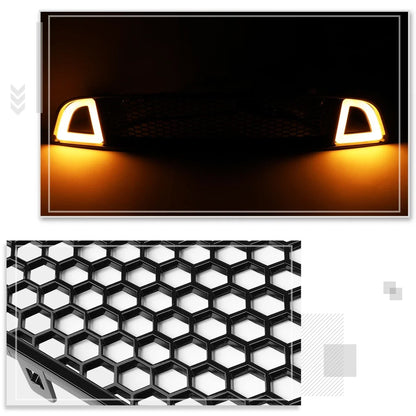 Triangle LED DRL Honeycomb Front Upper Bumper Grille for Ford Mustang 2018-2020