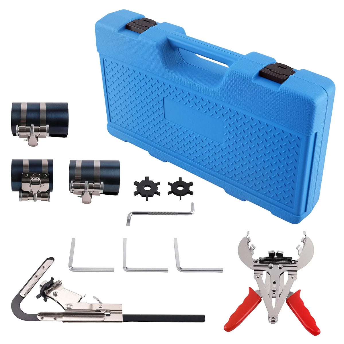 11-Piece Steel Piston Ring Compressor Kit for Engines (53-175mm)