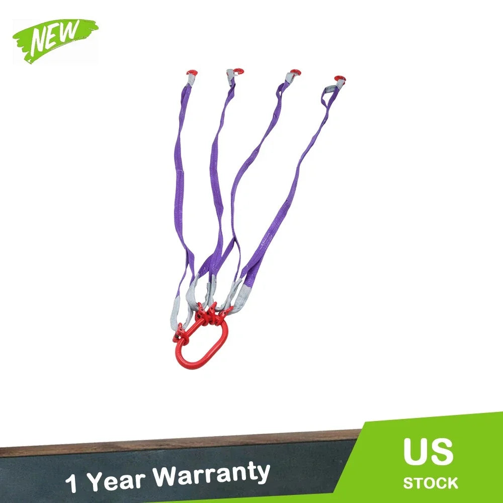 Set of 4 Lifting Slings Straps with Hooks 6600LB Capacity