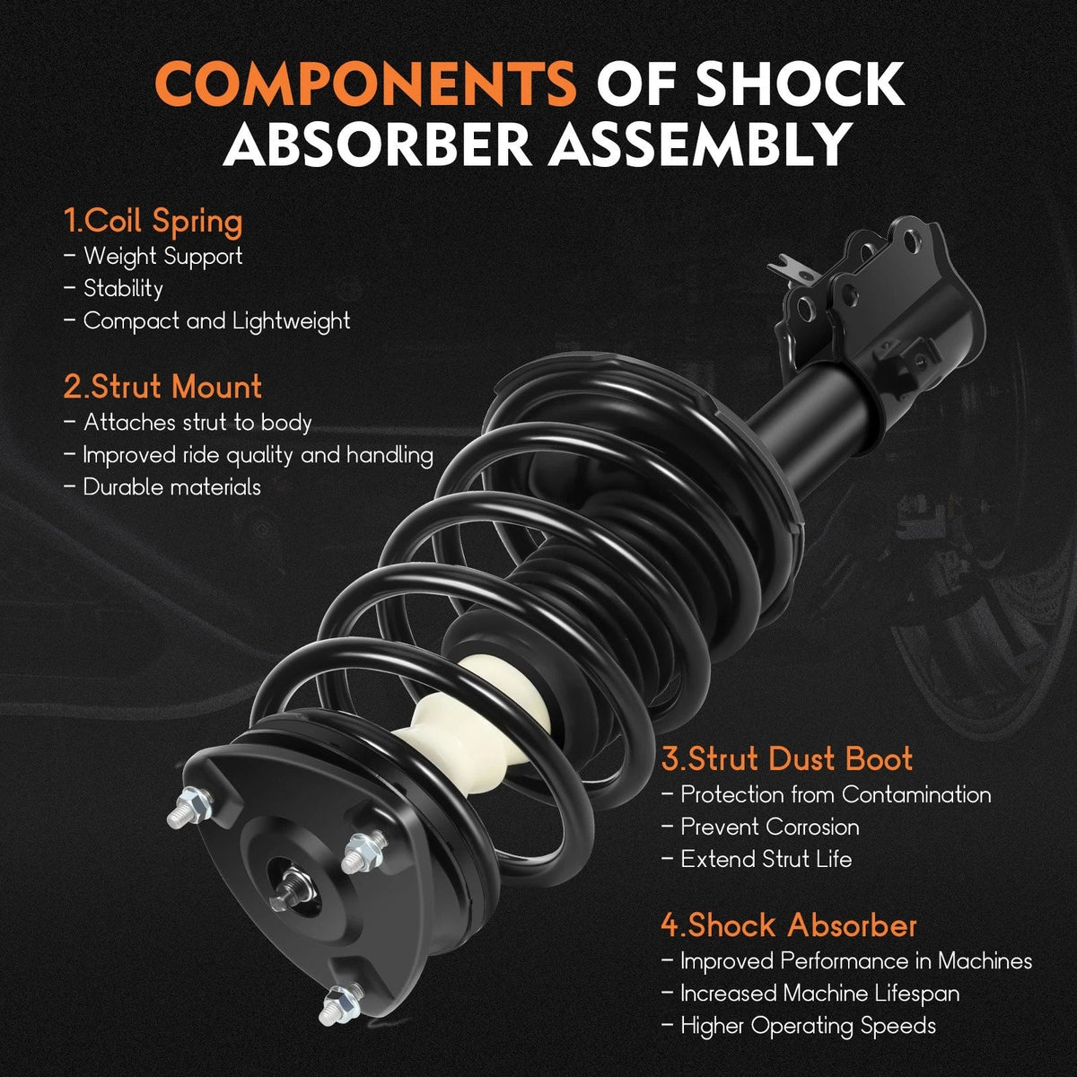 Complete Strut Coil Spring Mount & Shocks for Hyundai Accent (2006–2011)
