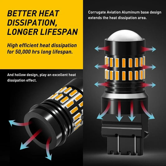 2X 3157 Yellow Amber LED Turn Signal Bulb for (4057 4157)