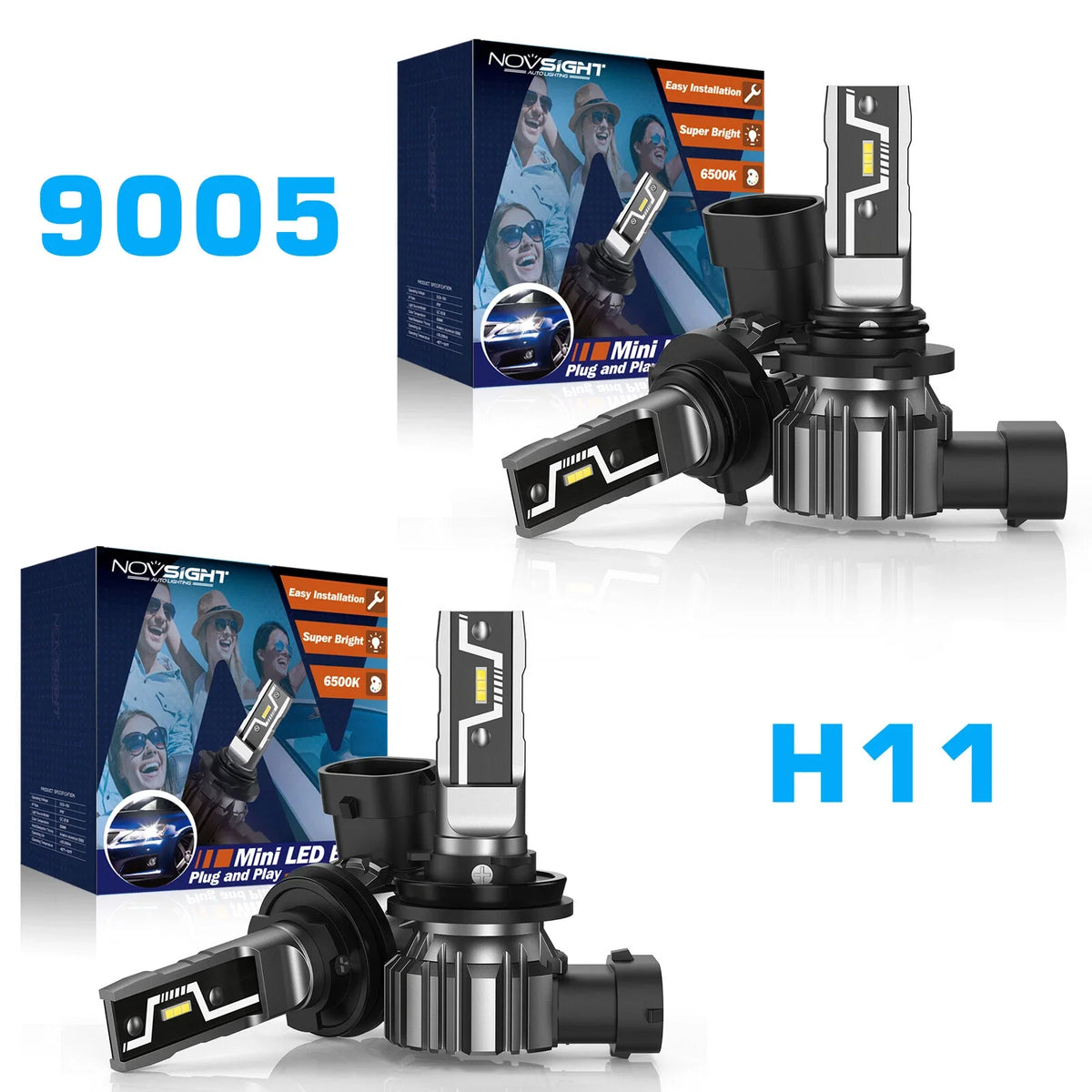 Set of 2 LED Headlight Bulbs 9005 H11 for Hilux N70