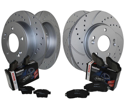 Set of 4 Drilled Rotors with Bosch Ceramic Pads for Hyundai Kia Brake Kit