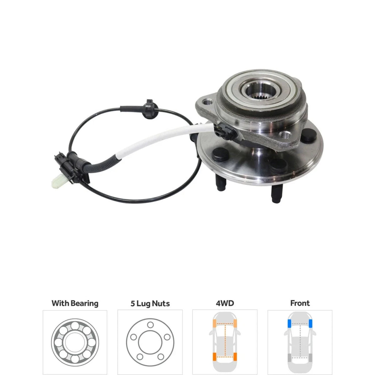 Wheel Hubs for Ford Ranger (2009–2011) Front Left & Right with Bearing & Sensor