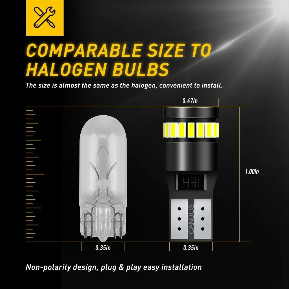 T10 LED Interior Bulbs for License Plate Side Marker (6000K)