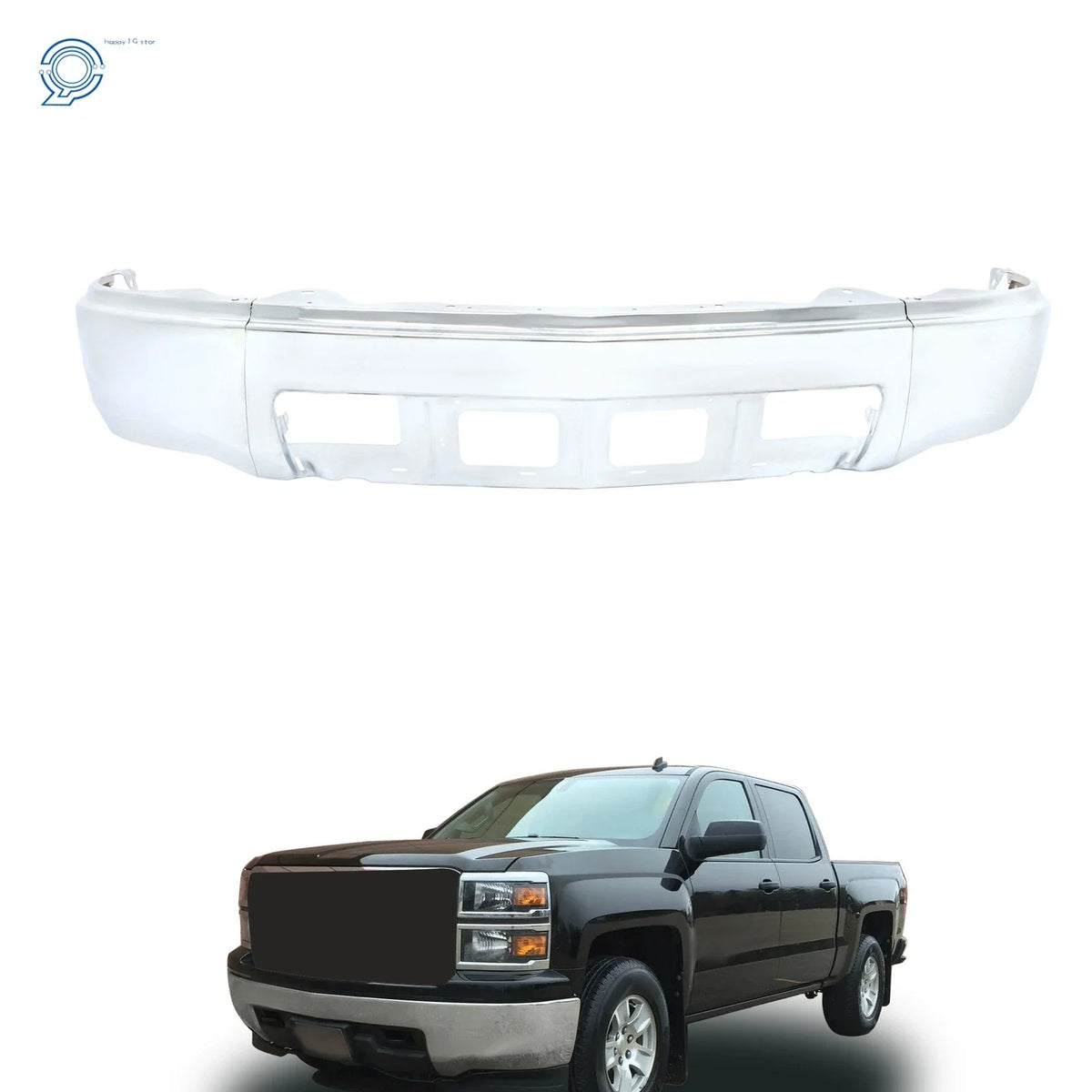 Chrome Split Front Bumper for Chevy Silverado 1500 (2014–2015)
