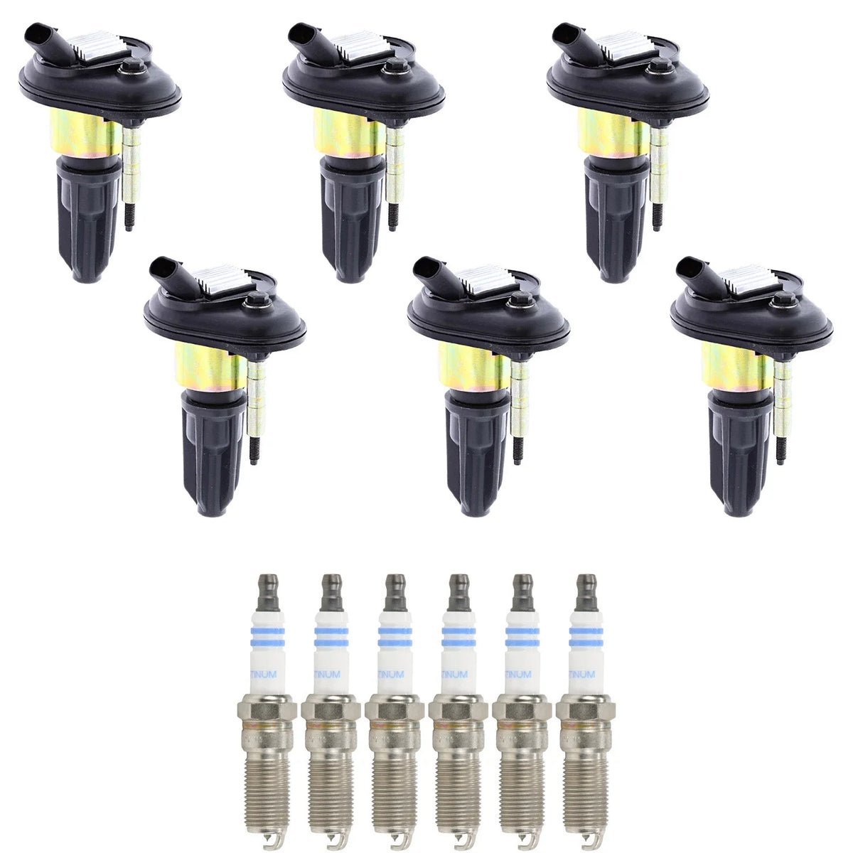 Set of 6 Ignition Coils & Spark Plugs for Bravada Envoy 4.2 L6 (2002–2004)
