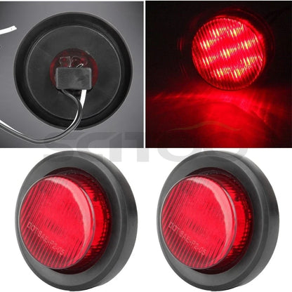 Set of 2 Red 9LED 2" Round Tail Lights for Freightliner Peterbilt