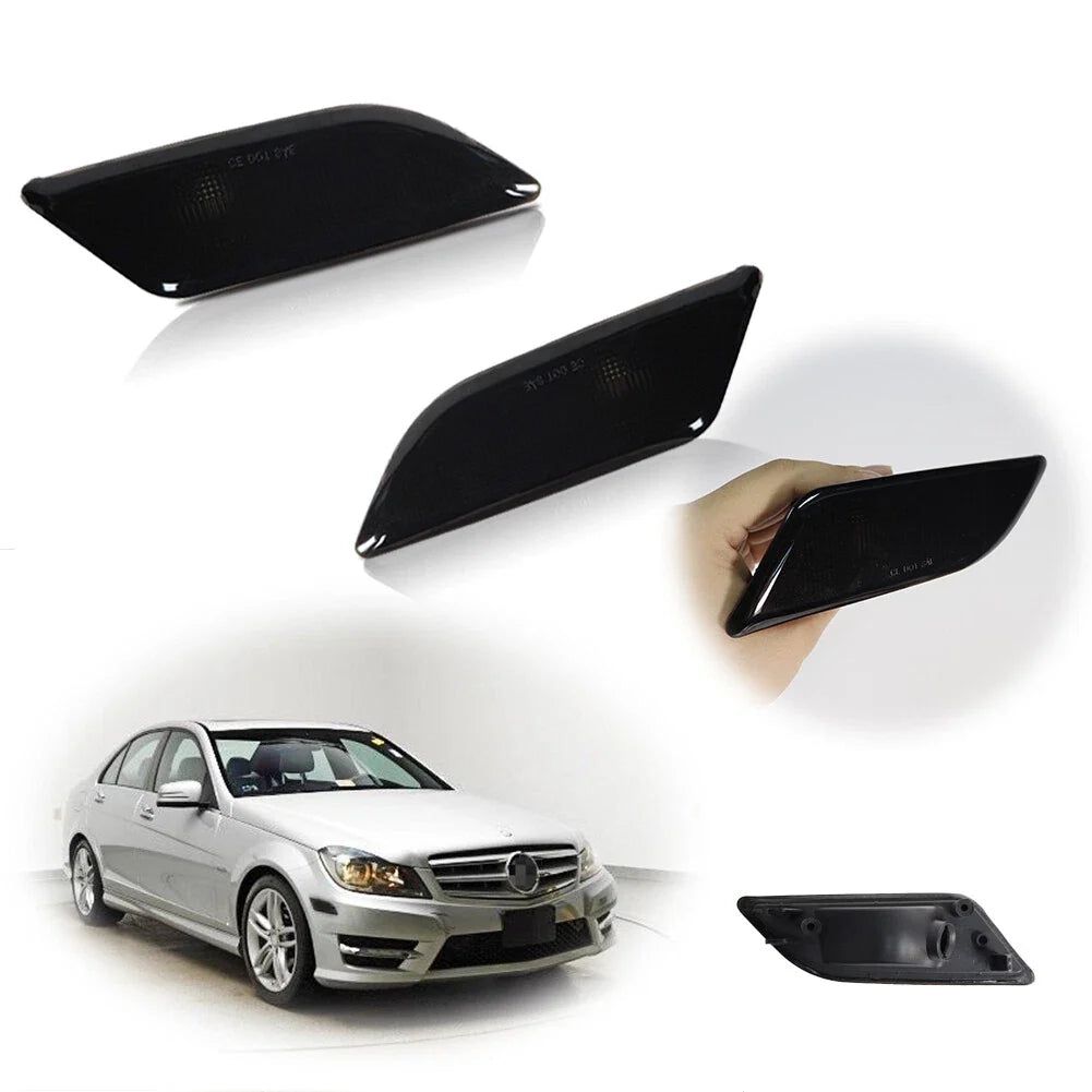 2X Smoked Housing Covers for Benz W204 C250 C300 C350 Front Side Marker Light