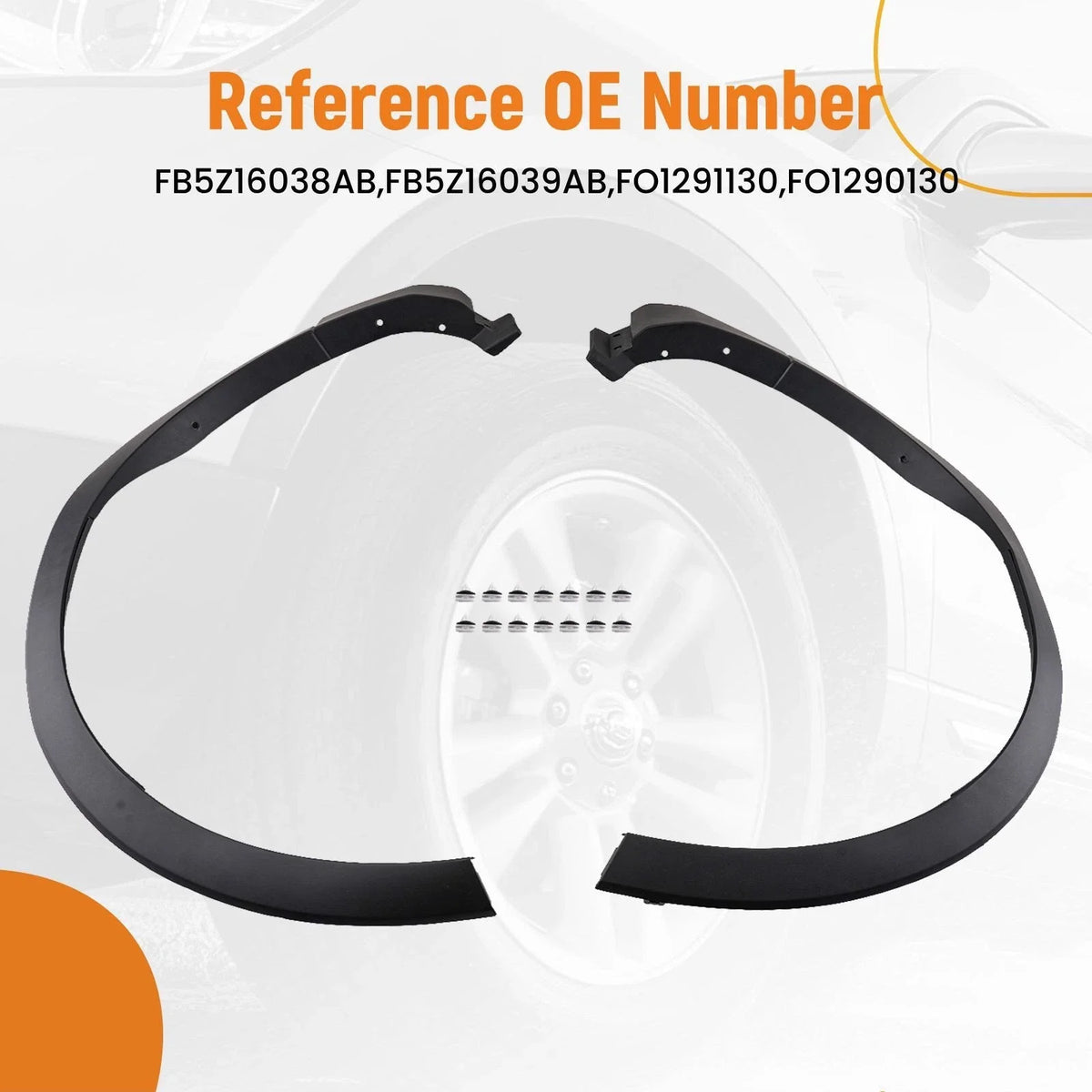 Set of 4 Black Front Fender Flare Trim for Ford Explorer Police (2016–2019) FB5Z16038AB