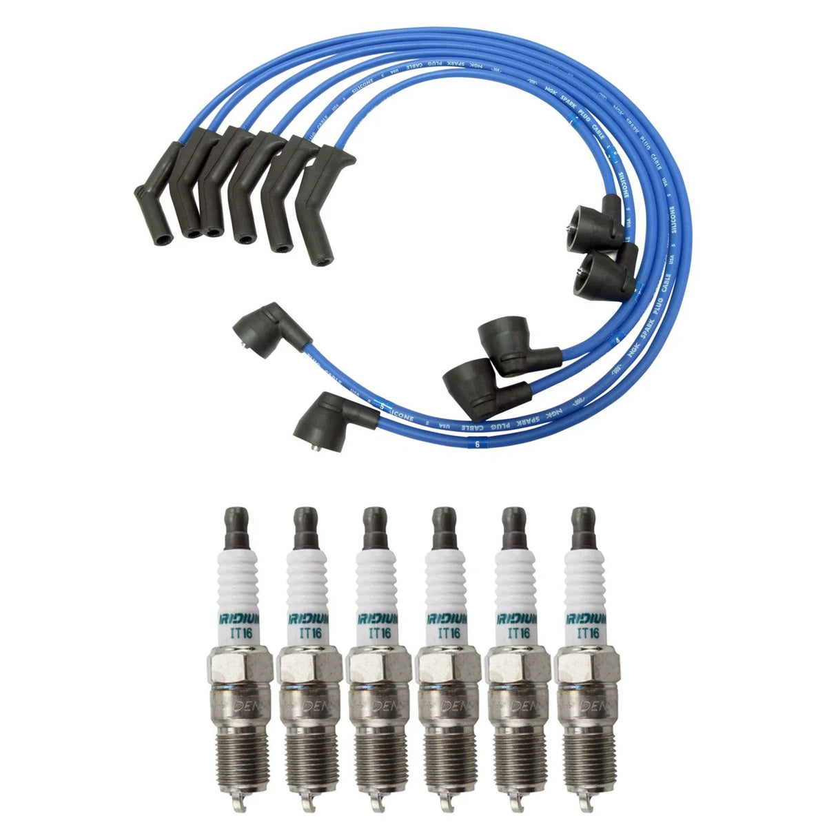 NGK Wire Set & Denso Iridium Spark Plugs Kit for Cougar Mustang (1994–2002)