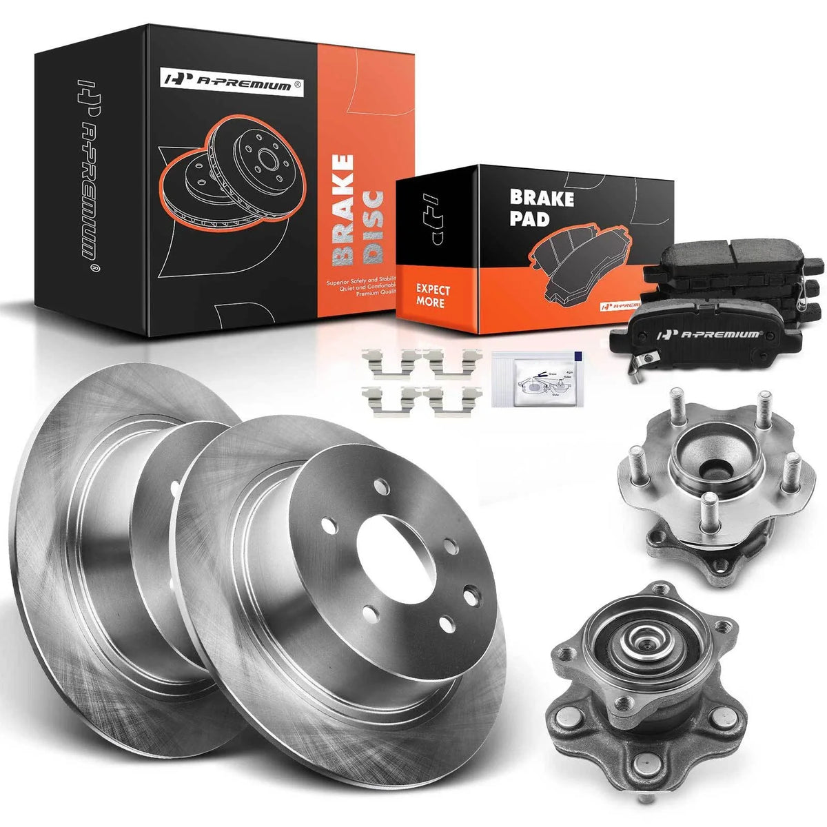 Rear Disc Brake Rotor and Pad & Wheel Hub Bearing for Nissan Altima (2013–2018)