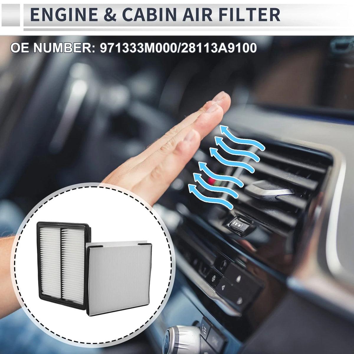 Engine Cabin Air Filter Combo No. 971333M000 for Kia Sedona (2015–2021)