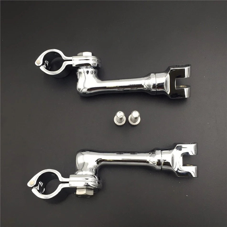 Universal Motorcycle Chrome Footpeg Mounting Kit 1.5" Adjustable