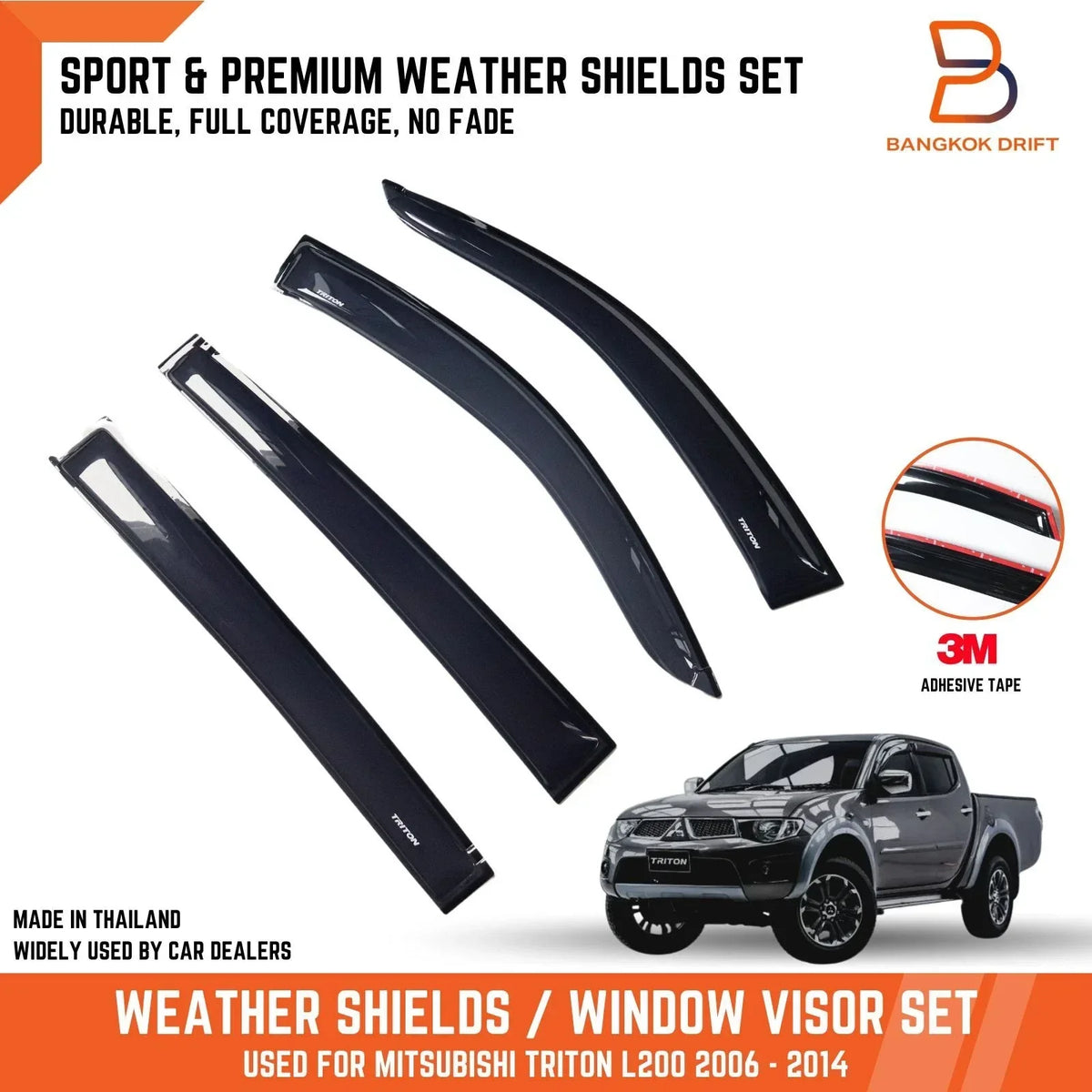 Window Visor Guard - Weather Shield for Mitsubishi Triton MN ML (2005-2015)