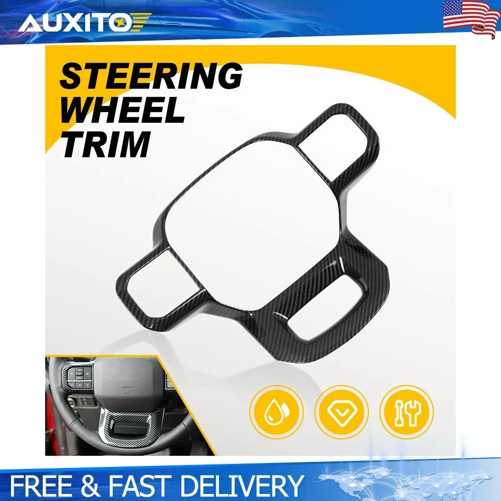Carbon Fiber Steering Wheel Cover Trim for Ford F150 (2021–2025)