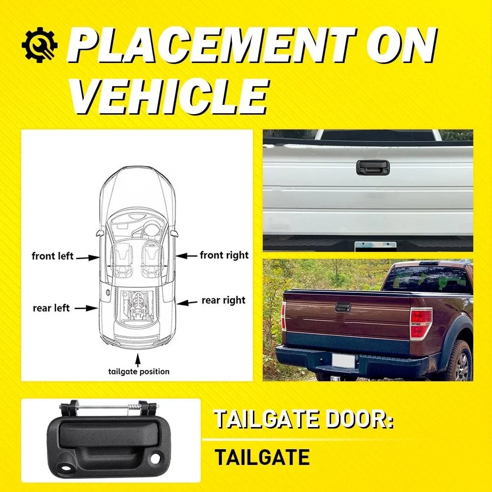 Tailgate Handle with Black Smooth Lever Housing for F-150 2004-2013