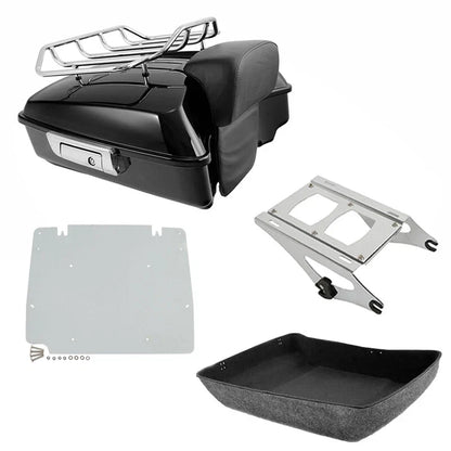 Chopped Trunk Backrest Pad Mount Rack Plate for Harley Street Glide 2014-2026