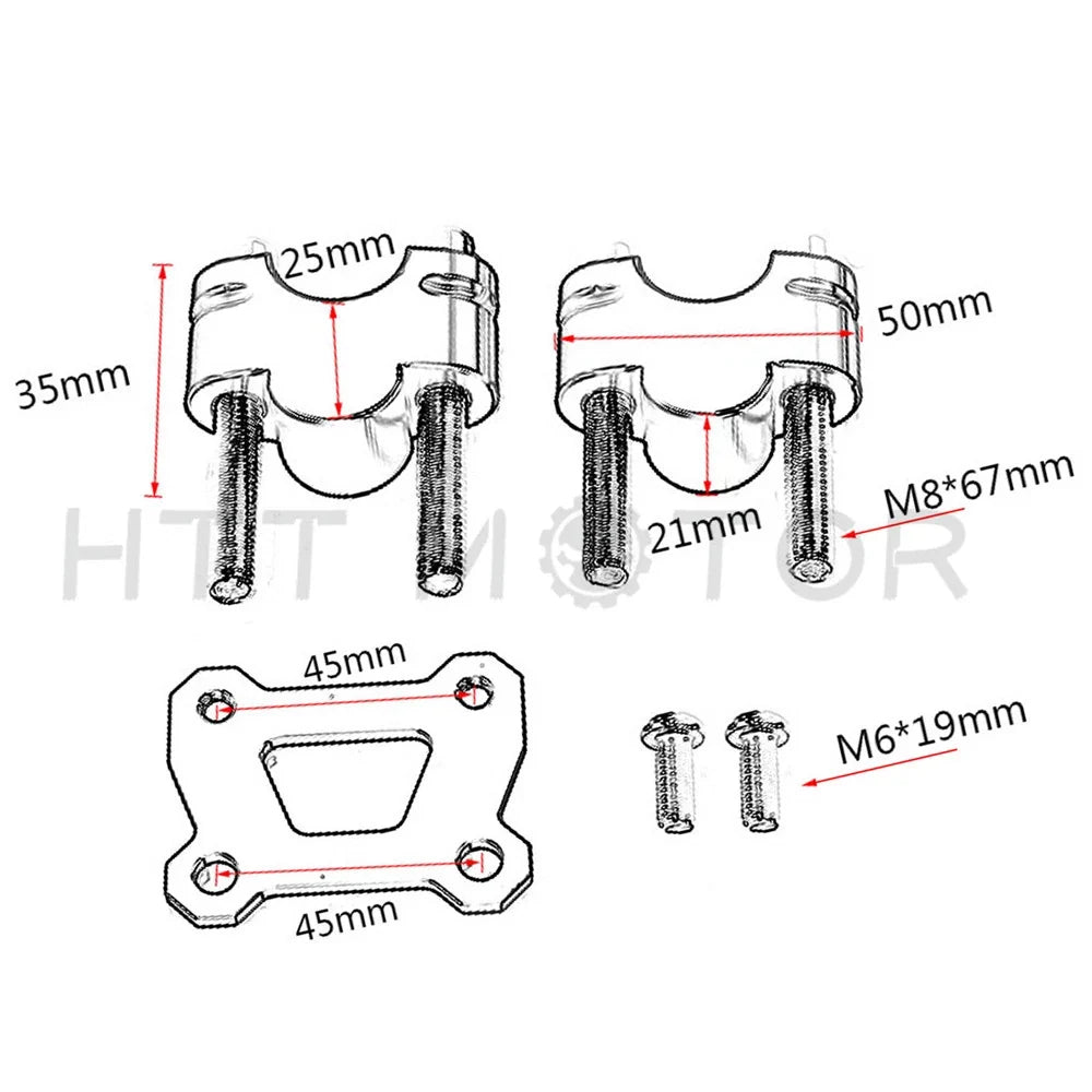 25mm Handlebar Riser for Yamaha MT07 Tracer 700 (2014–2017)