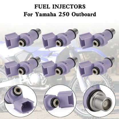 6PCS Fuel Injectors 6P2-13761-10-00 for Yamaha 250 Outboard (2005–2008)