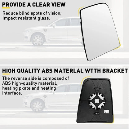 Passenger Side Heated Mirror Glass Upper Right for Ford Transit-150 2015-2022