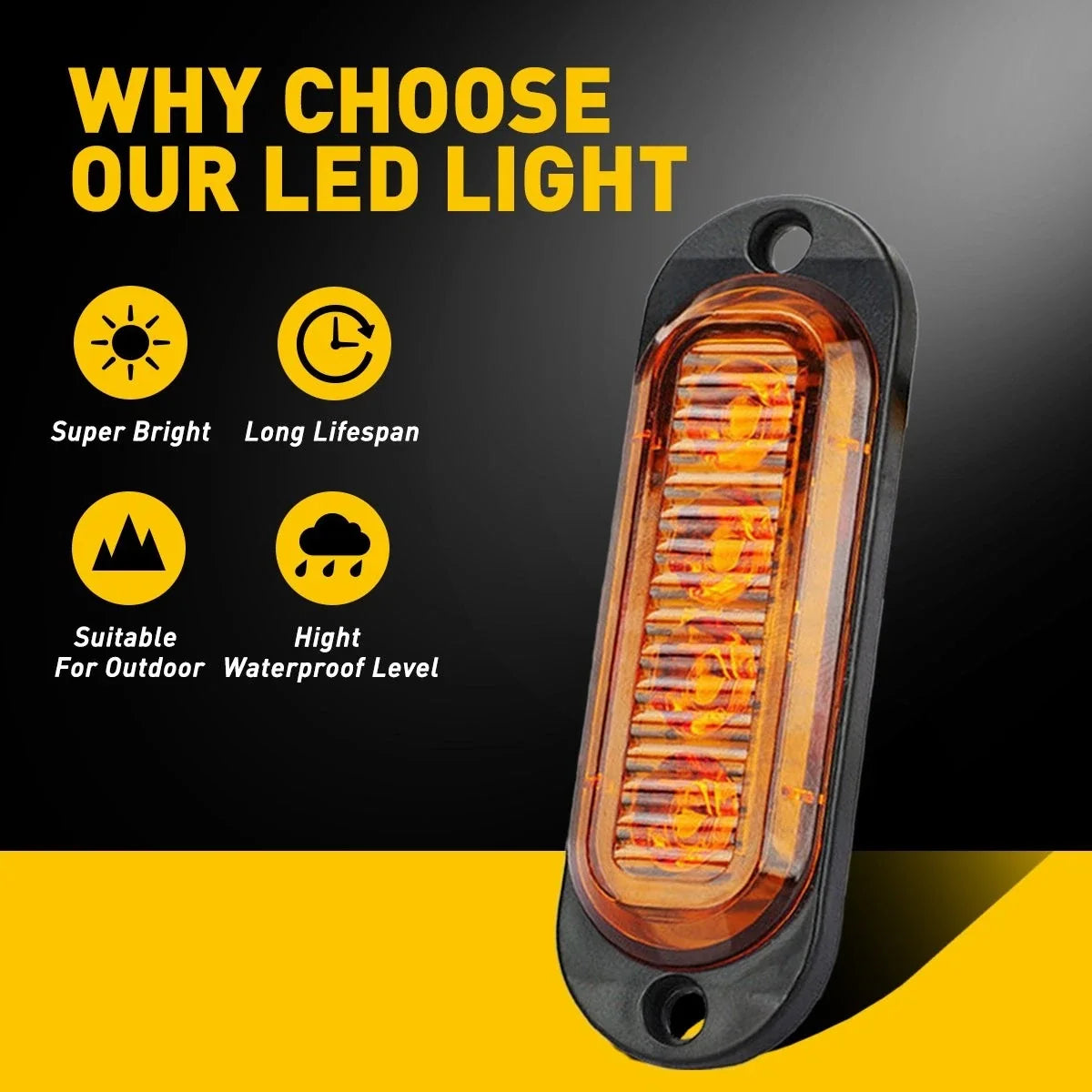 Amber 16pcs LED Side Marker Lights for RV Truck Trailer Rear