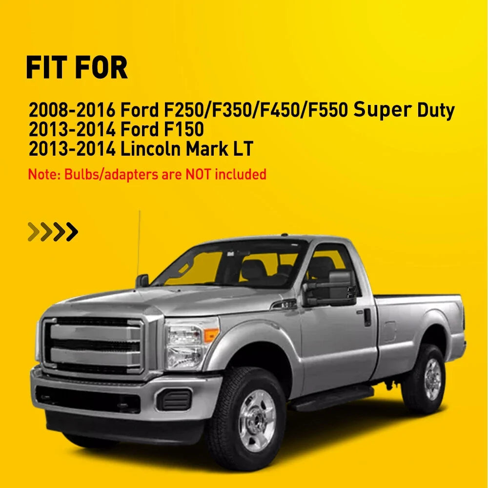 LED Turn Signal Side Mirror Light Cover for Ford F250 F350 Super Duty (2008–2016)