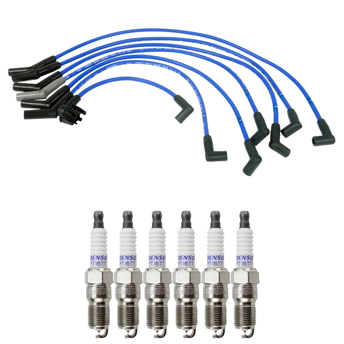 NGK Wire Set & Denso 6 Platinum TT Spark Plugs Kit for Aerostar Ranger Taurus (1990–1997)
