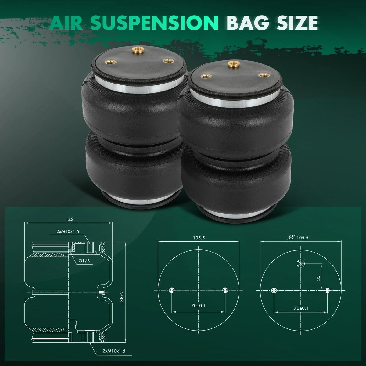 Rear Air Helper Springs Leveling Kit for 2009-2023 Dodge Ram 1500 Classic
