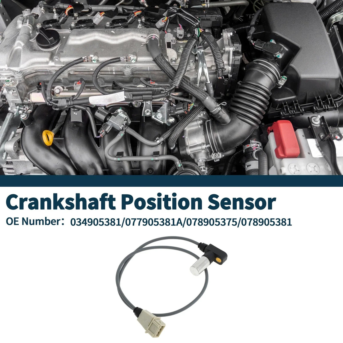 Crankshaft Position Sensor for Audi S4 (1992–1994) No. 034905381, Black