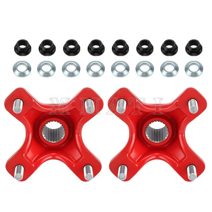 2X Red Rear Wheel Hubs w/Nuts for Honda TRX450R TRX450ER TRX250