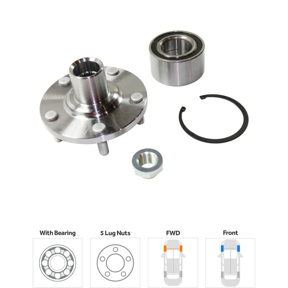 Front Wheel Hubs for Toyota Camry (1992-2003) Left & Right with Bearing