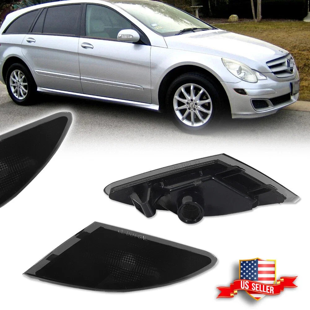 2X Smoked Lens Front Bumper Side Marker Lights for Benz W251 R-Class (2006–2010)