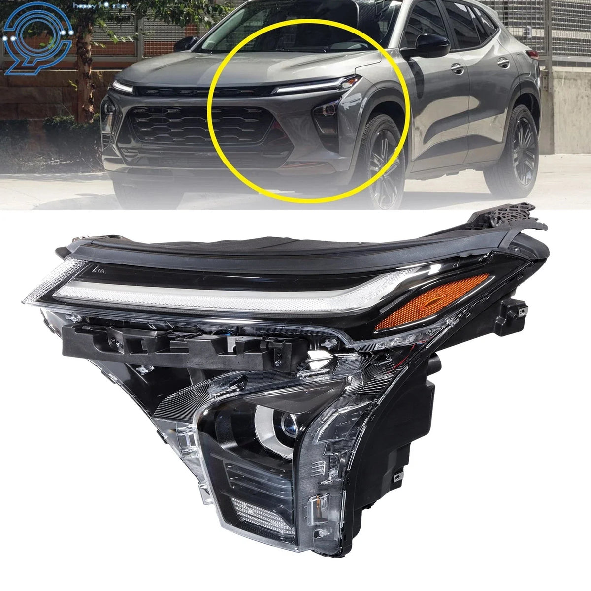 LED Black Headlight for Chevy Trax (2024–2025) with LED DRL Projector Driver LH