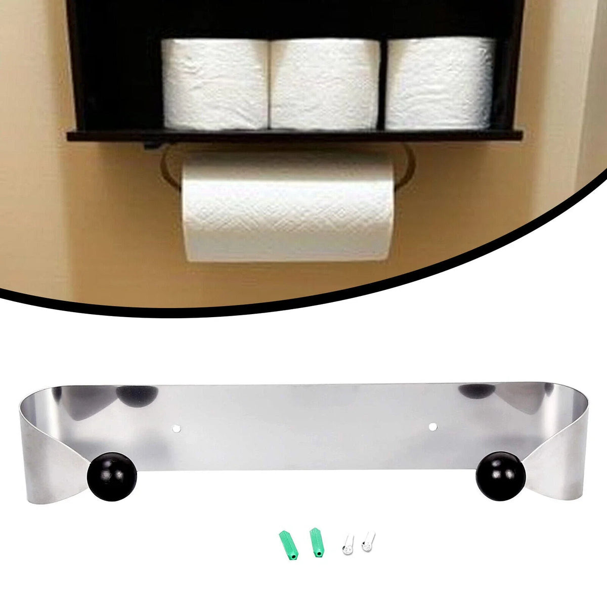 Steel Rack for Paper Towel Holder - Under Cabinet Mount