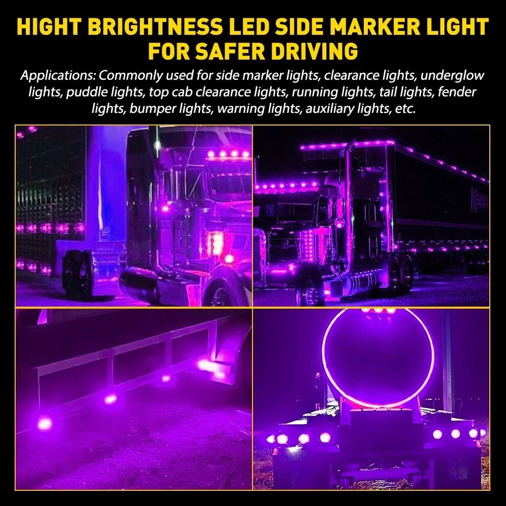 10-Pack of Purple LED Strobe Side Marker Lights for Cab Roof