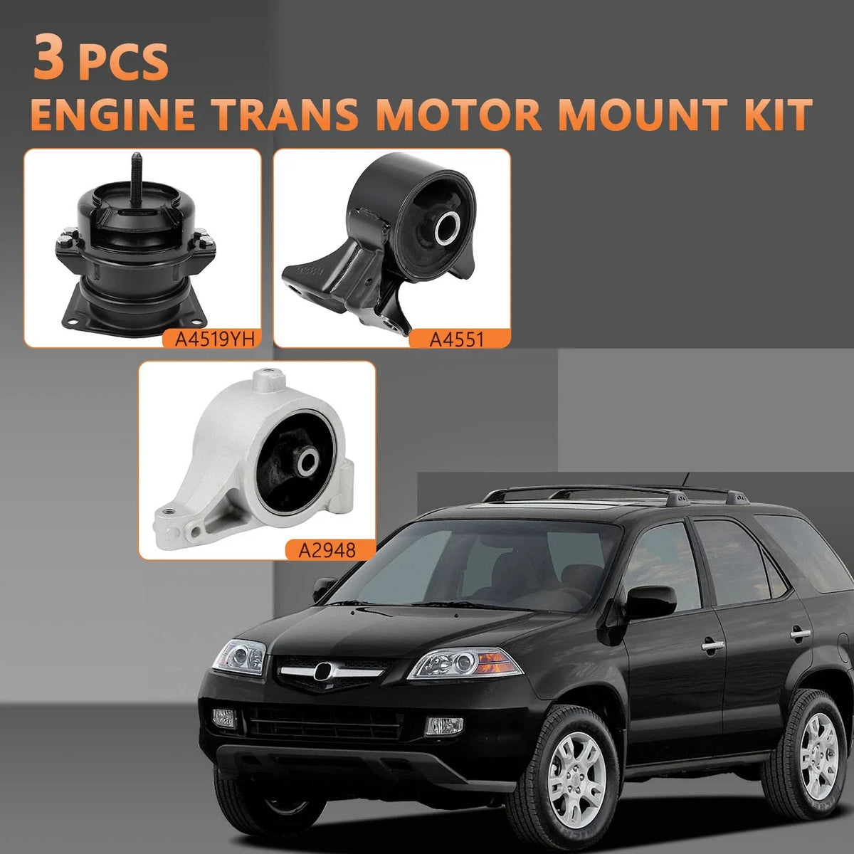 3X Engine Motor Mounts for Acura MDX / Honda Pilot (2001–2006)