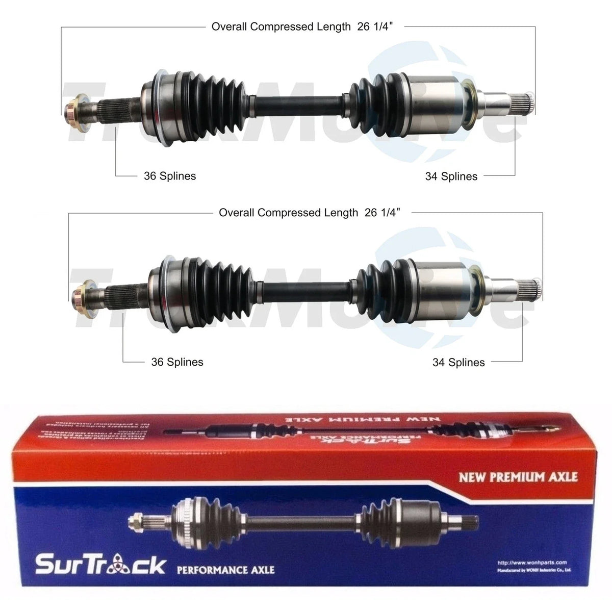 Set of 2 Front CV Axle Shafts for Lexus LX570, Toyota Land Cruiser (2008–2021)