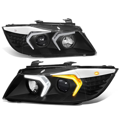 LED DRL Switchback Signal Projector Headlights for BMW 3-Series (2005–2008)