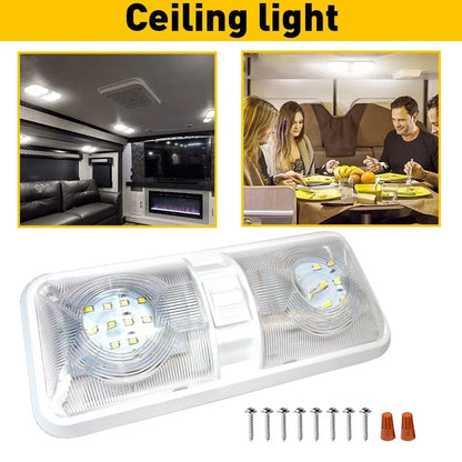 Double Dome LED Ceiling Fixture for 12V RV Camper Trailer