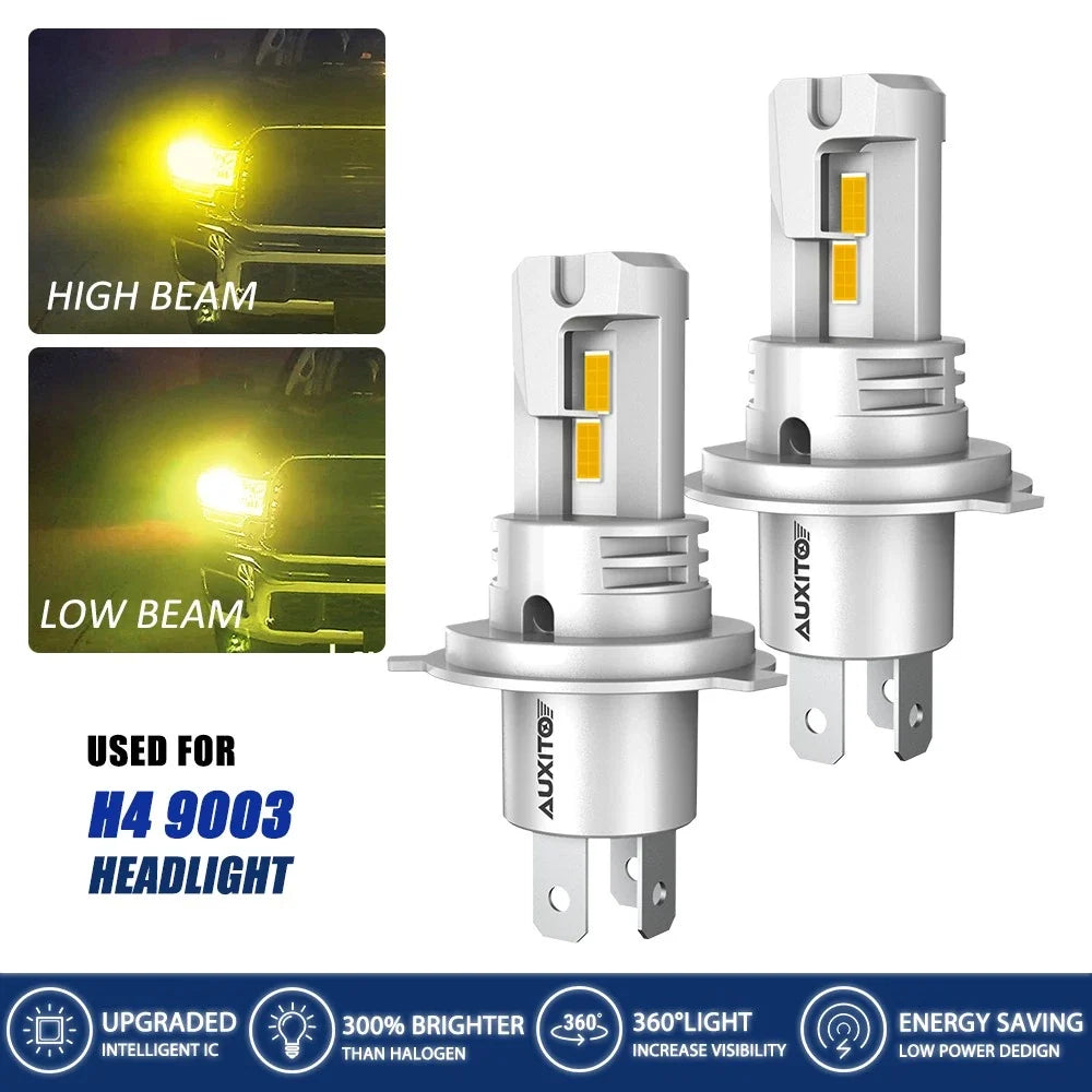 2X H4 9003 HB2 LED Headlight Bulbs Kit for Universal Vehicles (3000K)