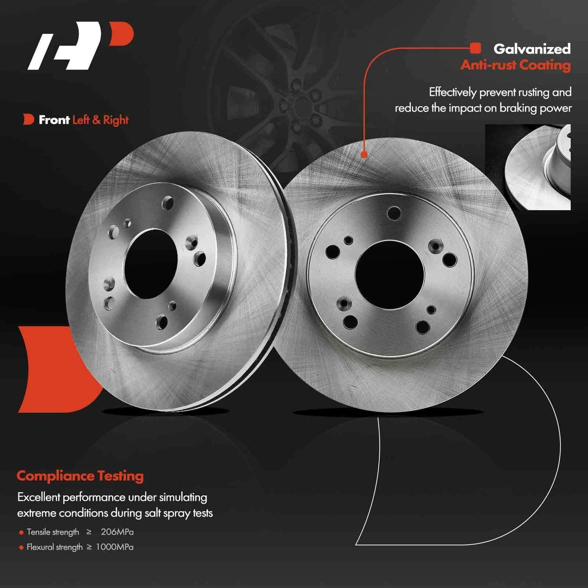 Front Brake Calipers and Rotors Set for Honda Civic (2006-2011)