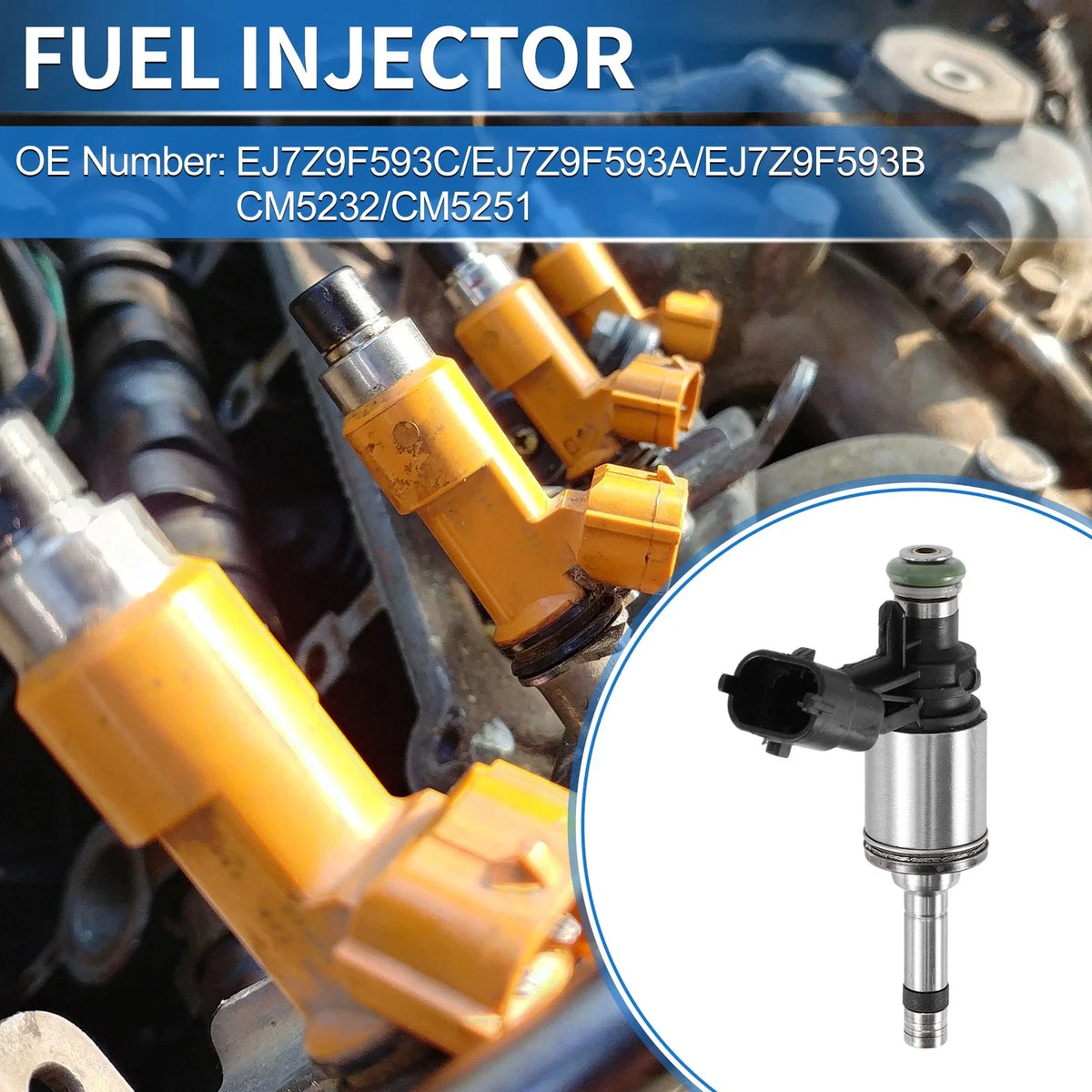 1 Pcs Fuel Injector No.EJ7Z9F593C/EJ7Z9F593A for Ford Mustang (2019–2023)